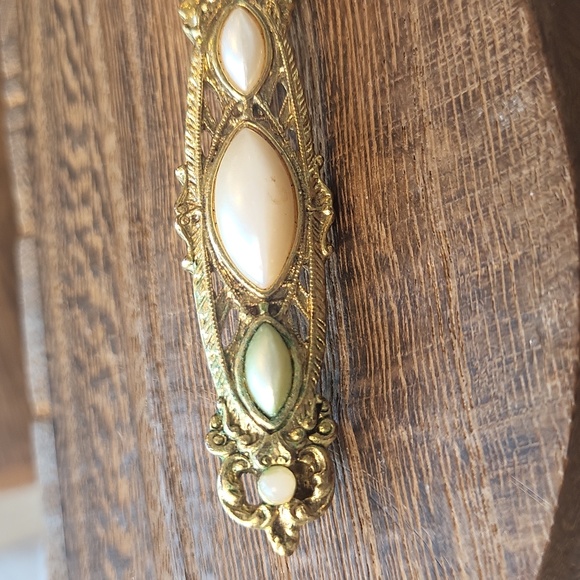 Vintage Vtg Gold Tone & Simulated Pearl Brooch Pins - Picture 10 of 10